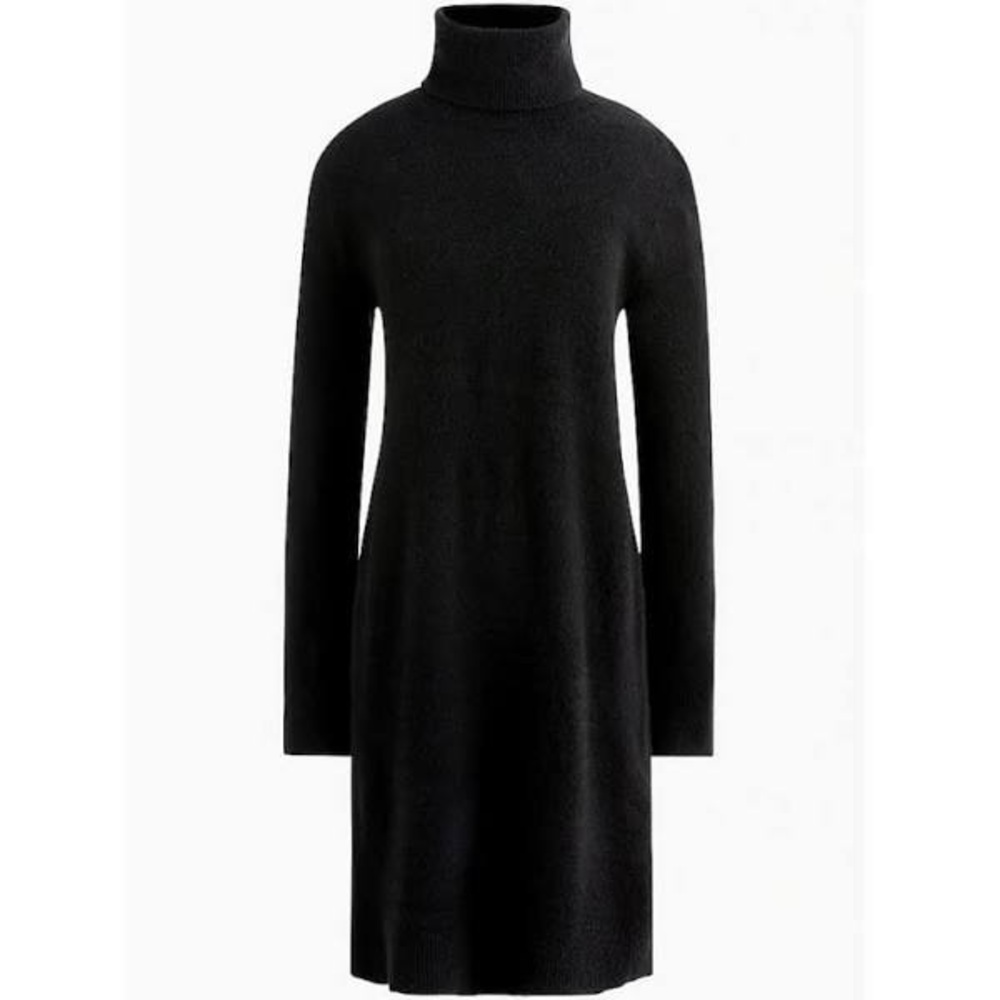 J. Crew Womens Relaxed Sweater Dress Extra Soft Yarn—Black